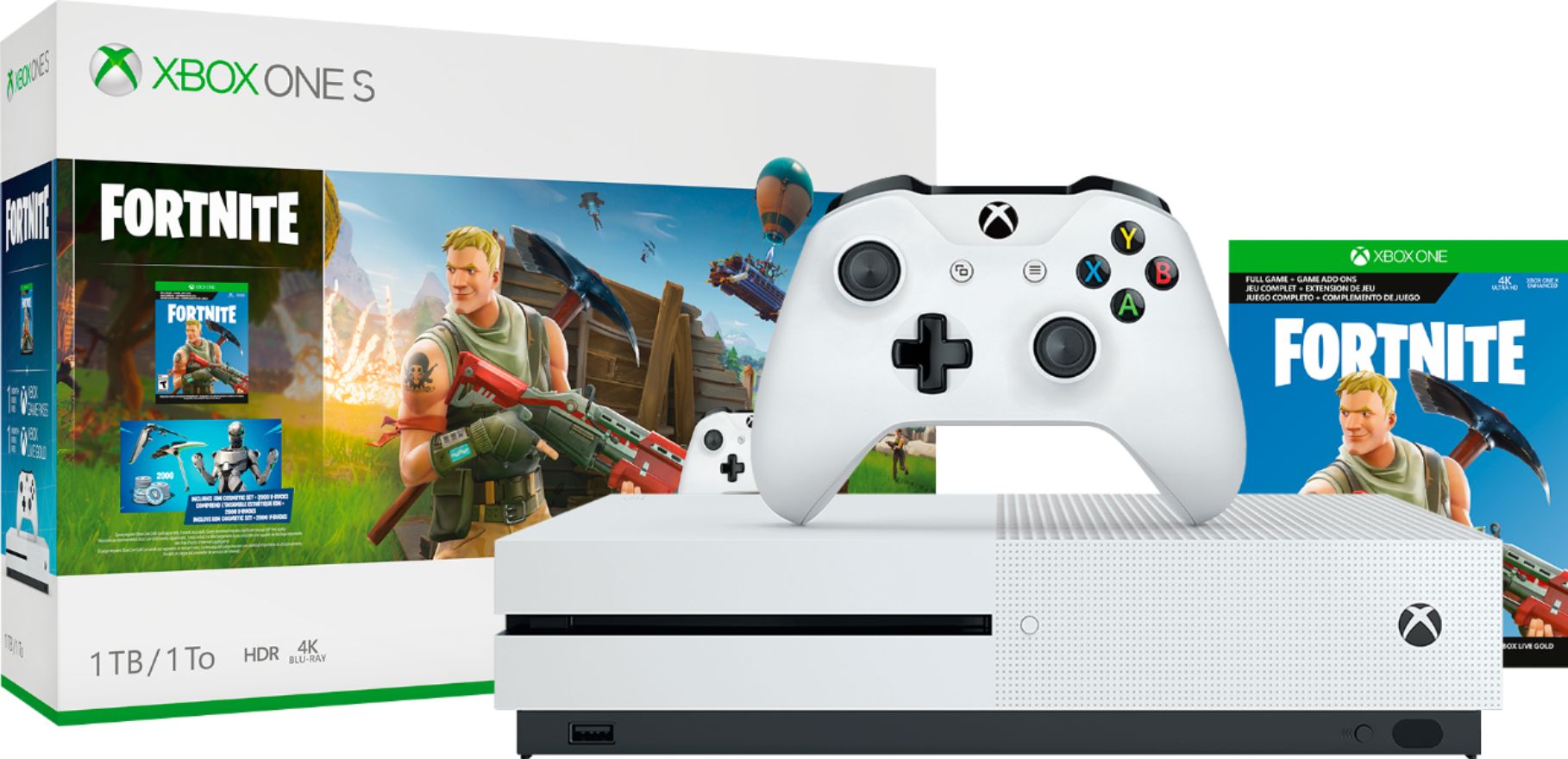 Verslaafde poll Lee Microsoft Xbox One S 1TB Fortnite Bundle with 4K Ultra HD Blu-ray White  234-00703 - Best Buy