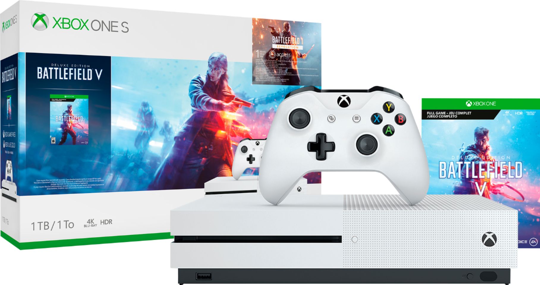 Best Buy Microsoft Xbox One S 1tb Battlefield V Bundle With 4k Ultra Hd Blu Ray White 234 00679