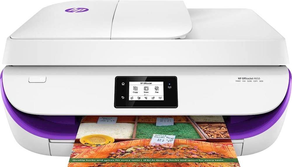 Buy: Refurbished OfficeJet 4650 Wireless Color All-In-One Printer White With Purple Accent HP 4650-PURPLE