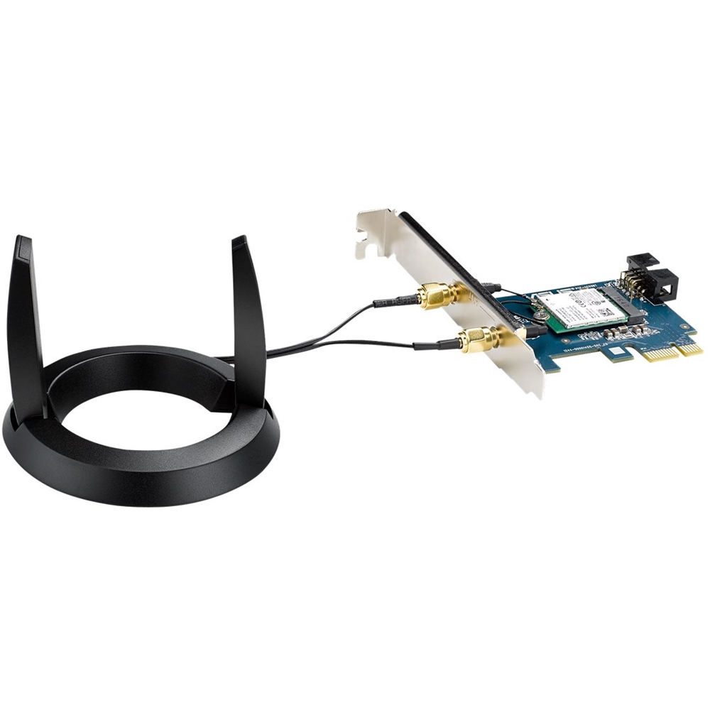Left View: ASUS - Dual-Band AC1200 Wireless PCI Express Network Card - Black