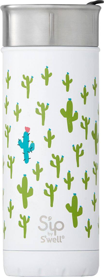 Angle. S'ip by S'well - 16.7-Oz. Thermal Cup - Blue/Green/Silver/White.