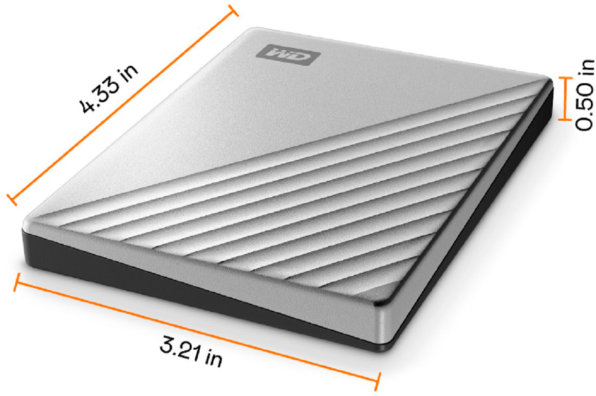 Angle View: WD - My Passport Ultra for Mac 2TB External USB 3.0 Portable Hard Drive - Silver