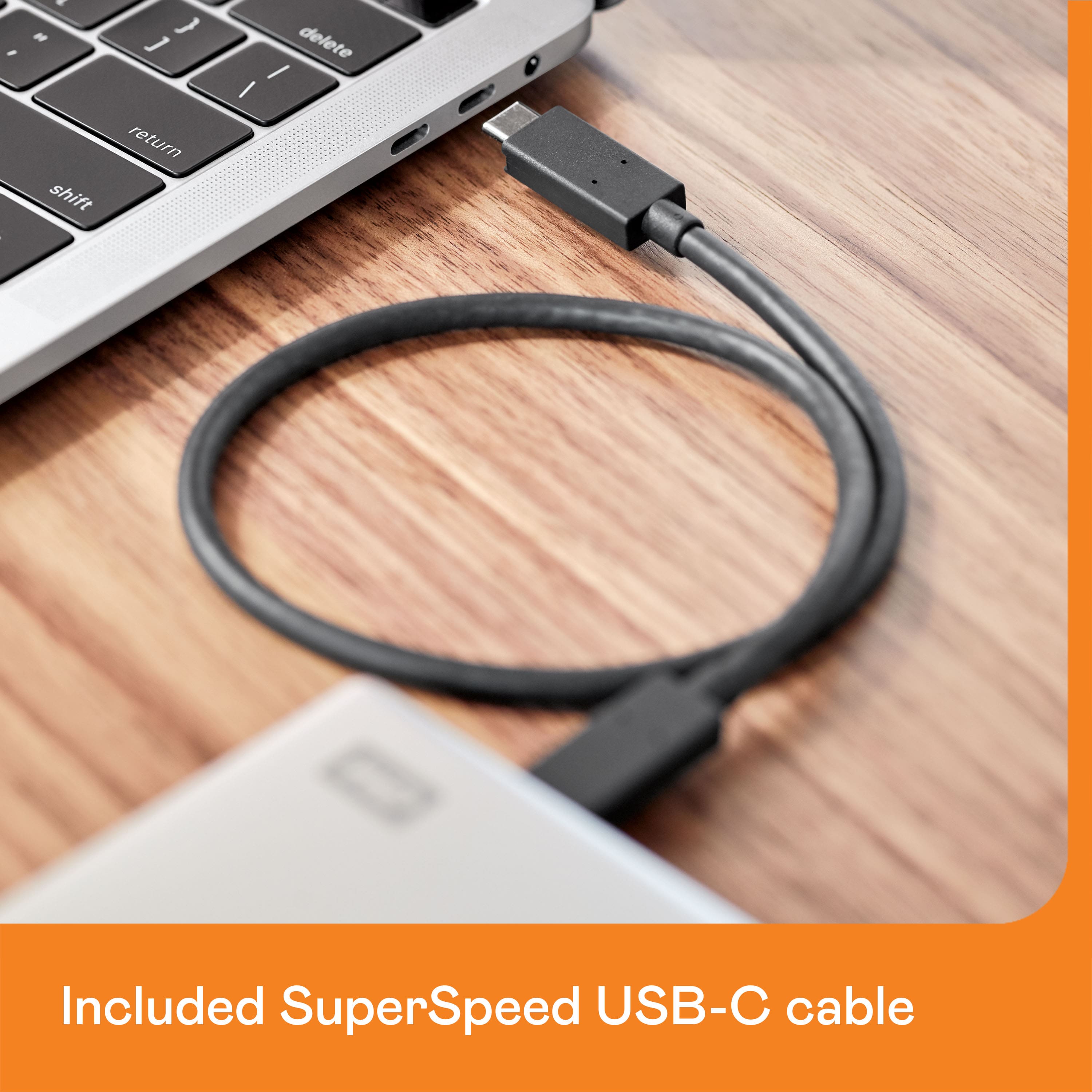 Included SuperSpeed USB-C cable.