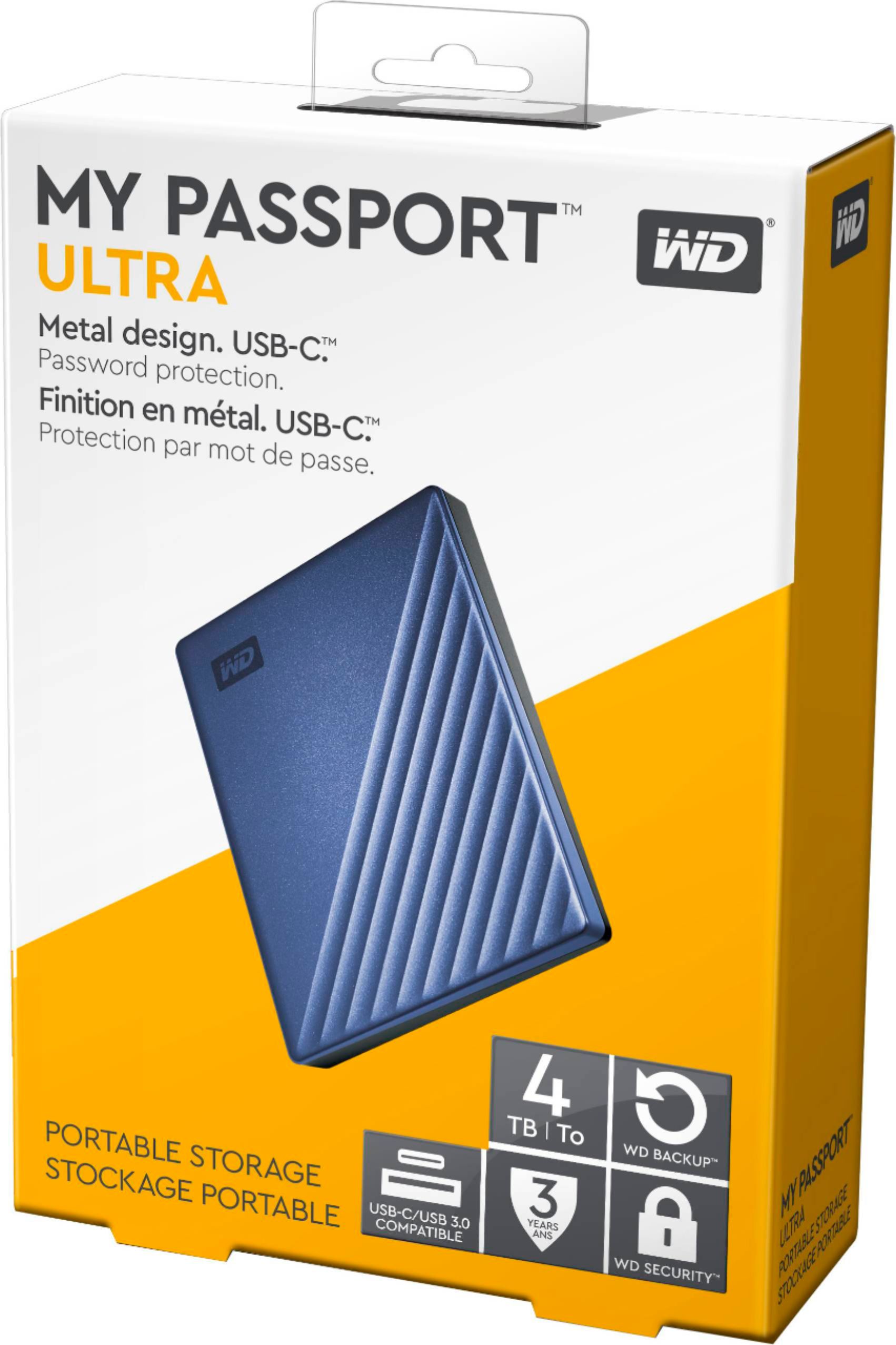WD 4TB My Passport Ultra USB 3.0 Type-C WDBFTM0040BSL-WESN B&H