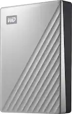 Front. WD - My Passport Ultra 4TB External USB 3.0 Portable Hard Drive - Silver.