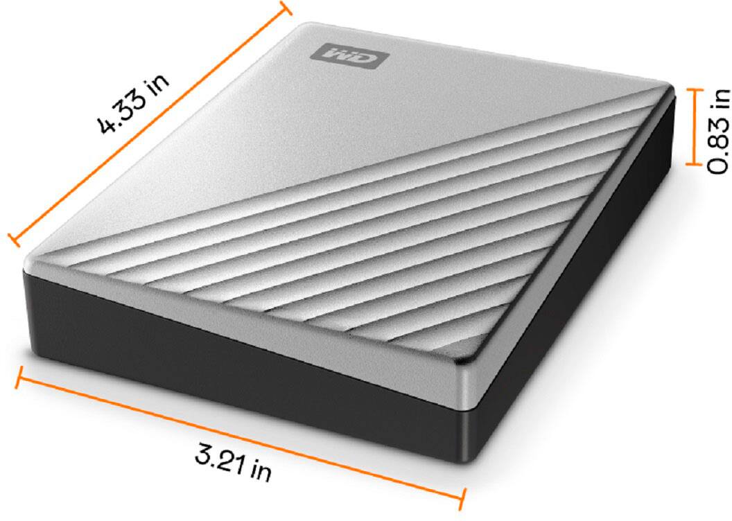 Angle. WD - My Passport Ultra 4TB External USB 3.0 Portable Hard Drive - Silver.