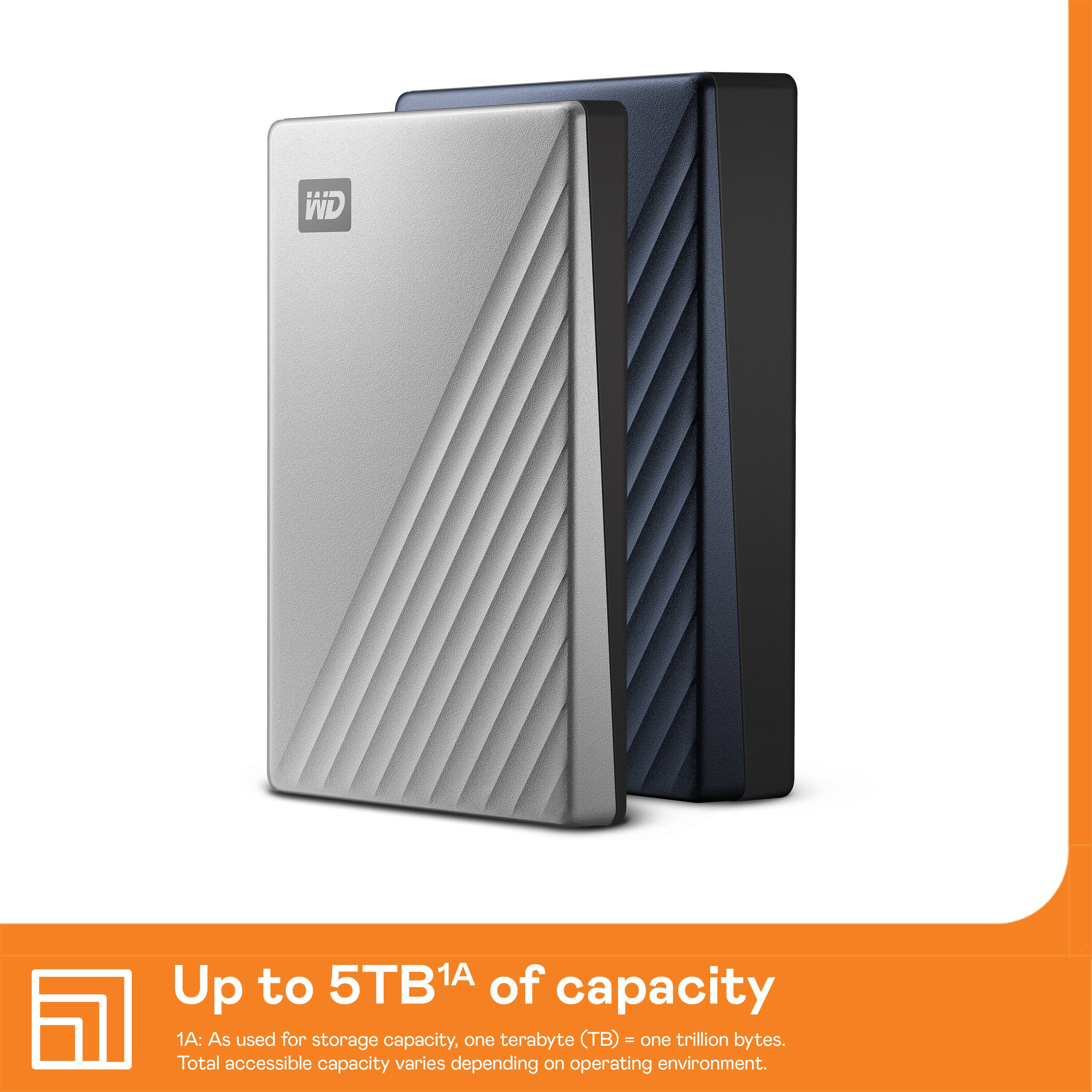 Up to 5TB of capacity. 1TB as used for storage capacity, one terabyte (TB) - one trillion bytes. Total accessible capacity varies depending on operating environment.