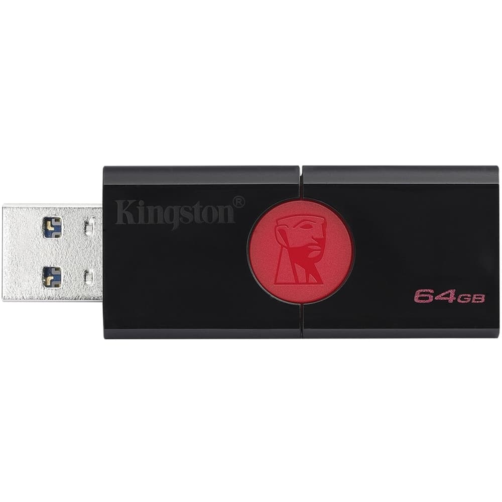 Front. Kingston - DataTraveler 64GB USB 3.1 Gen 1 Flash Drive - Black On Red.