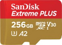 Front. SanDisk - Extreme PLUS 256GB microSDXC UHS-I Memory Card - Gold/Red.