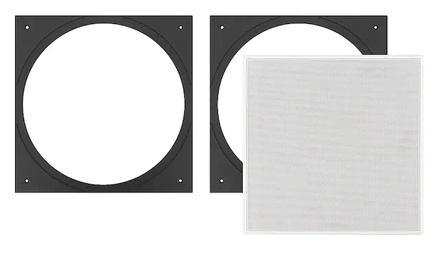 Front. Sonance - VP8SQ SQUARE ADAPTOR W/ GRILLE - Visual Performance 8" Square Adapter with Grille (2-Pack) - Paintable White.