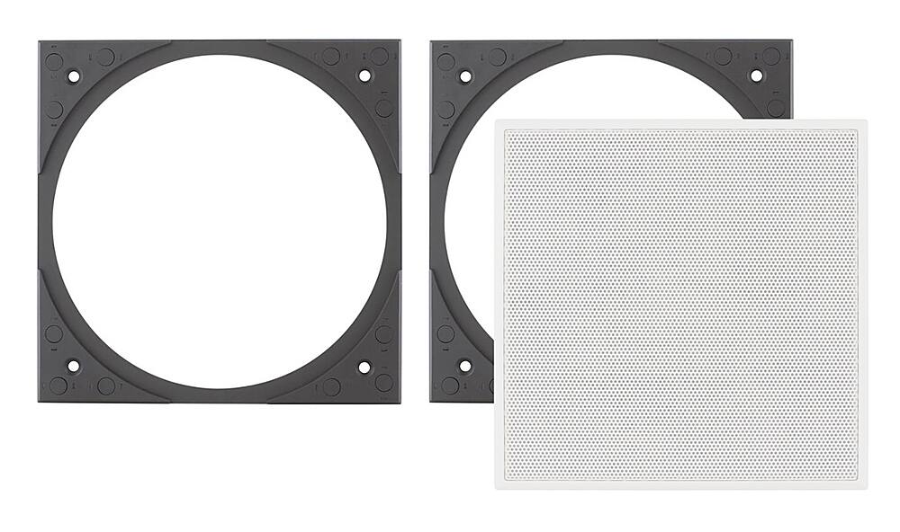 Left. Sonance - VP4SQ SQUARE ADAPTER WITH GRILLE - Visual Performance 4" Square Adapter with Grille (2-Pack) - Paintable White.