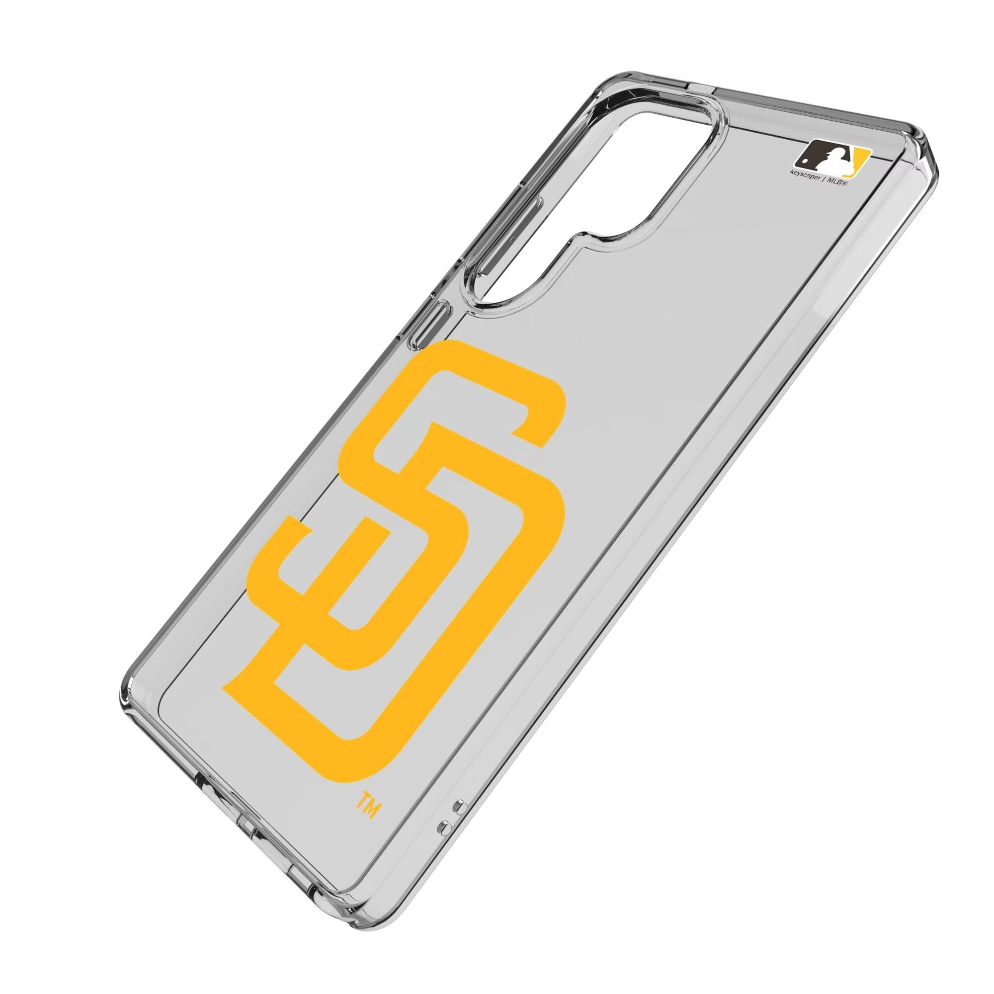 Alt View 1. Keyscaper - San Diego Padres Galaxy Text Backdrop Clear Case - S23 Ultra - Multicolor.