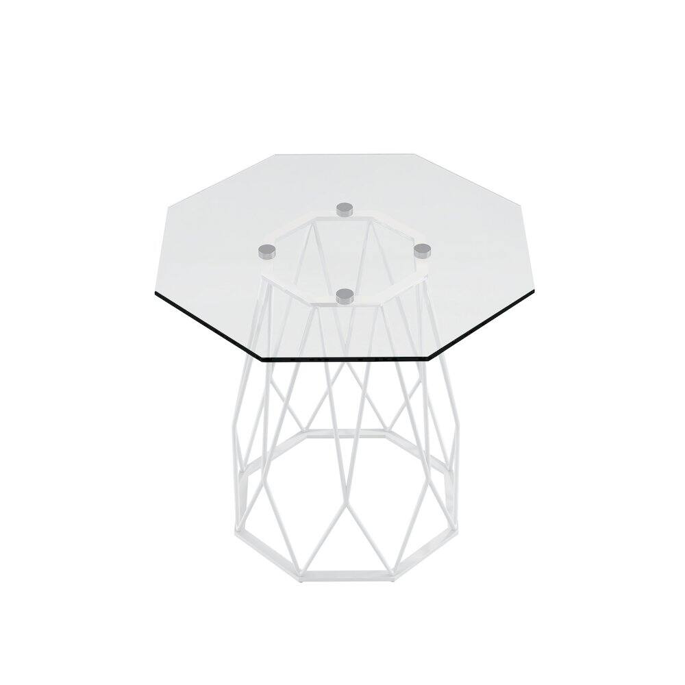 Angle. Furniture of America - Growder Contemporary Glass Top End Table - White.