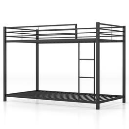 Costway - Space-Saving Twin over Twin Bunk Bed with Built-in Ladder Safety Guardrail - Black