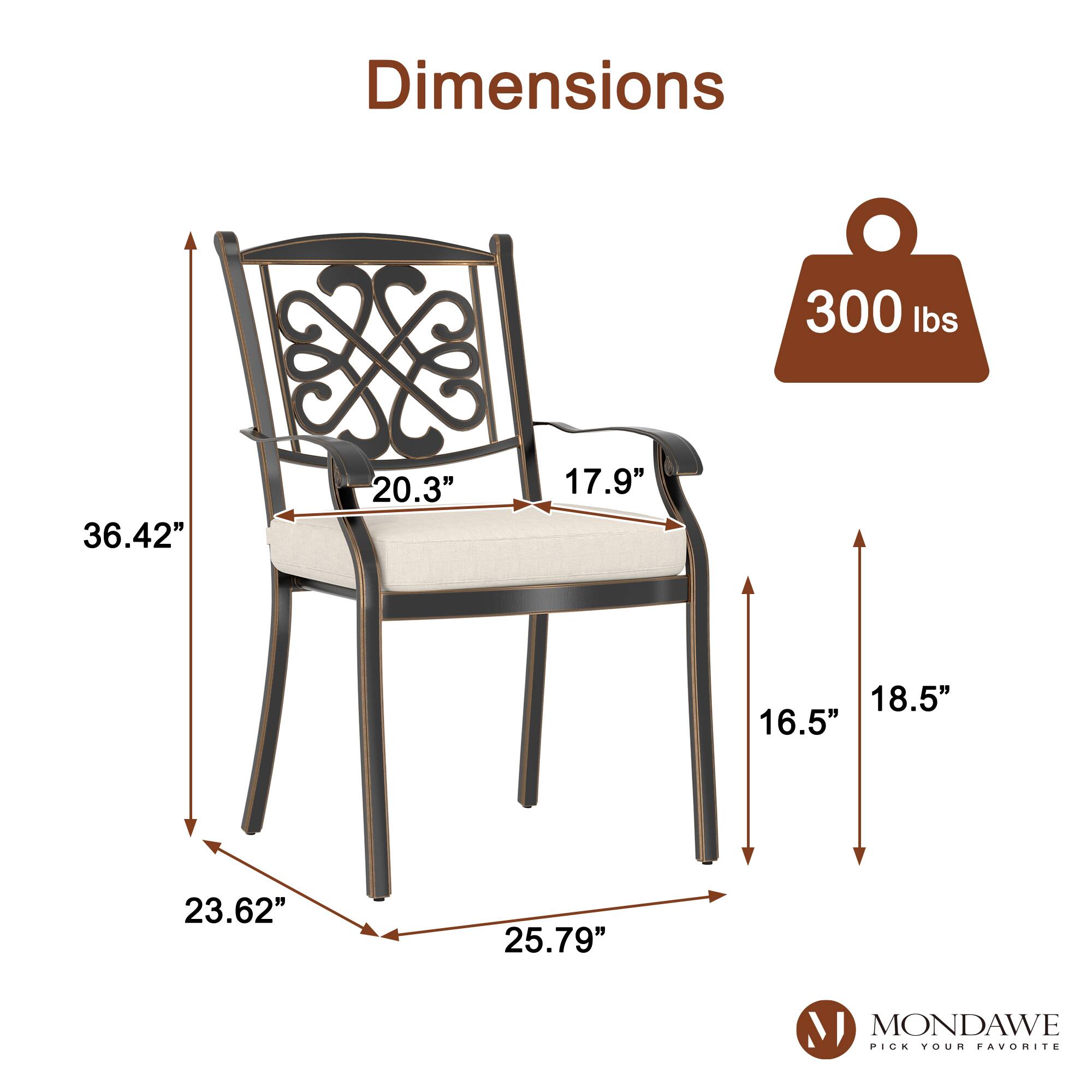Dimensions  
300 lbs  
36.42"  
20.3"  
17.9"  
18.5"  
16.5"  
23.62"  
25.79"  

MONDAWE  
PICK YOUR FAVORITE