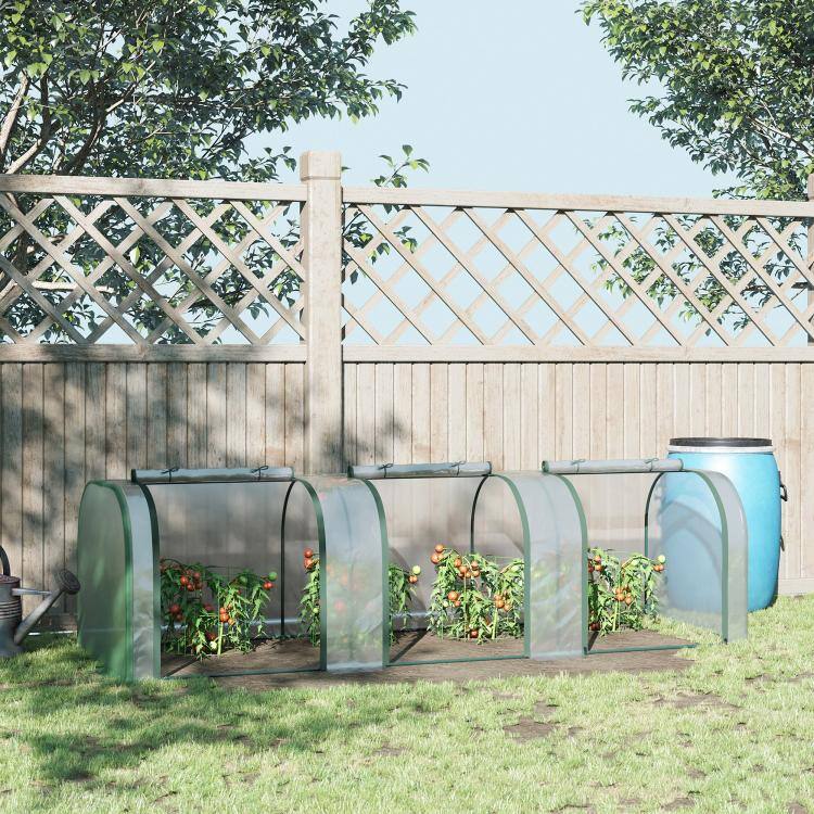 Alt View 1. PULUZ - 9.7' L x 3' W x 2.5' H Portable Tunneled Greenhouse with 3 Zippered Doors, Water/UV Fighting PVC Cover.