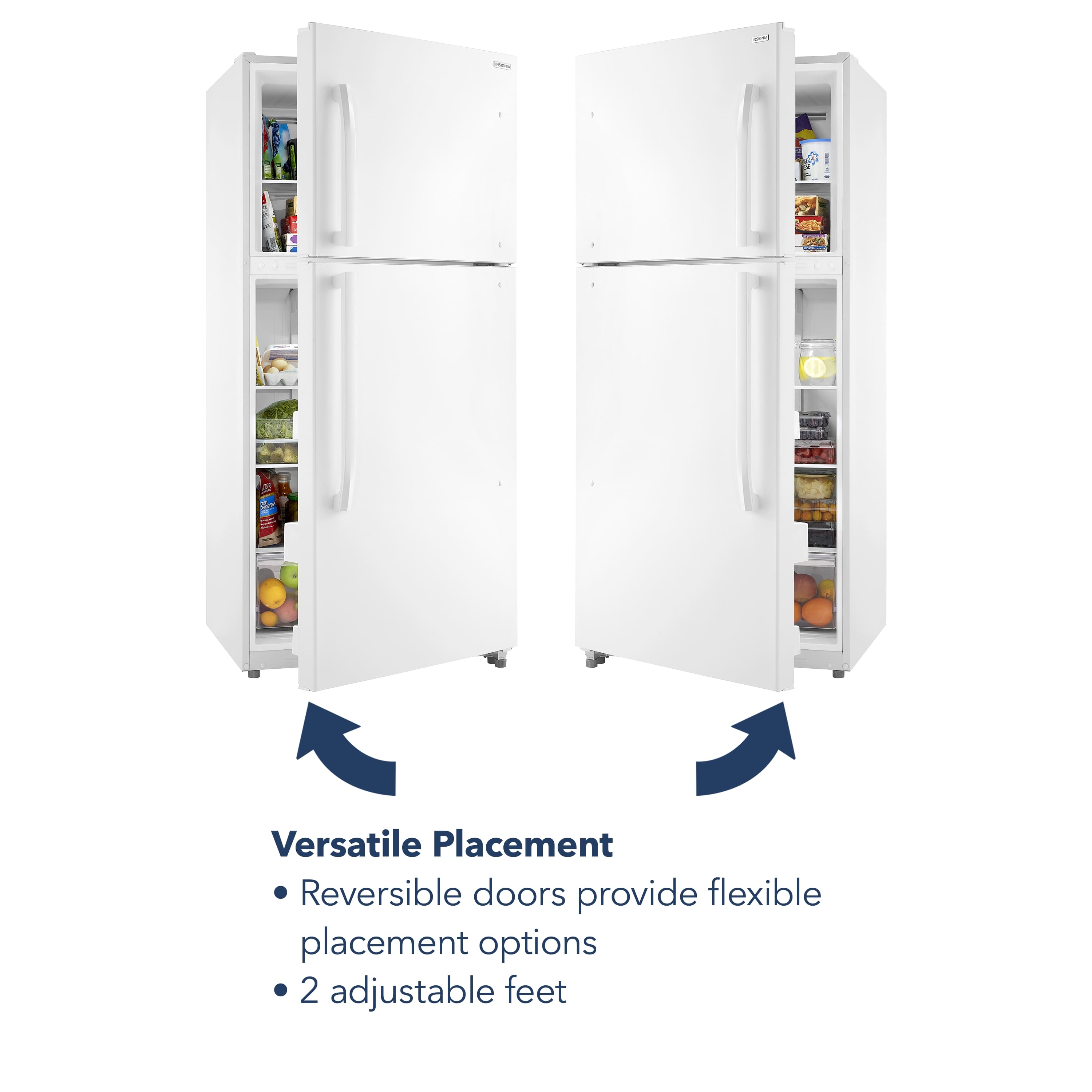 Versatile Placement Reversible doors provide flexible placement options 2 adjustable feet.