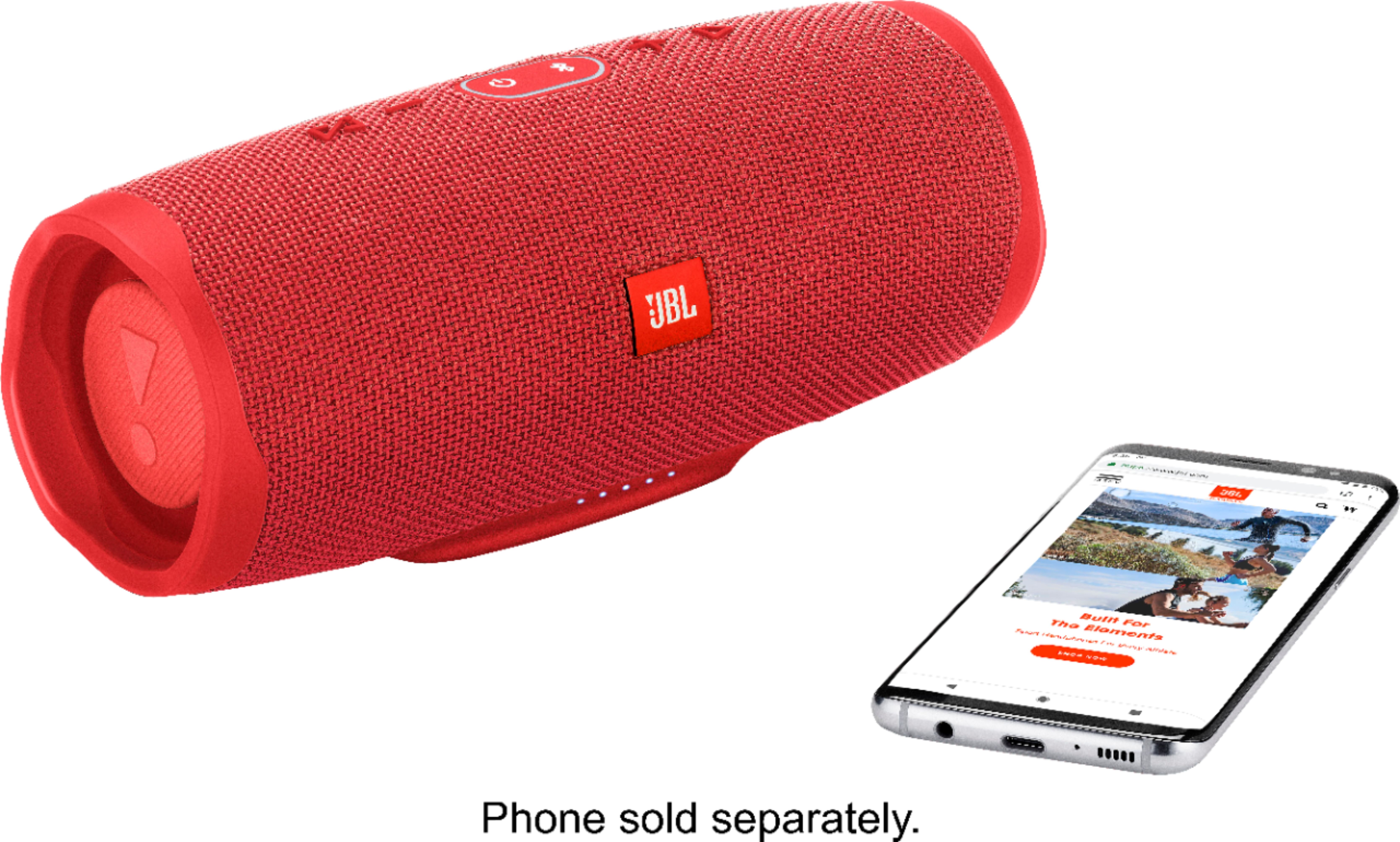 Angle View: JBL - Charge 4 Portable Bluetooth Speaker - Fiesta Red