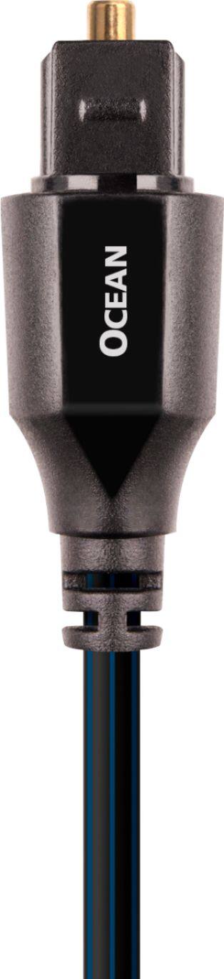 Front. AudioQuest - 12FT Ocean Optical Tosklink > Toslink Fiber Optic Cable - Black/Blue Stripes.