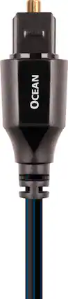 Front. AudioQuest - 4FT Ocean Optical Tosklink > Toslink Fiber Optic Cable - Black/Blue Stripes.