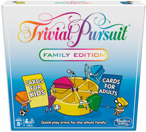 Front. Gaming Trivial Pursuit Family Edition Board Game.