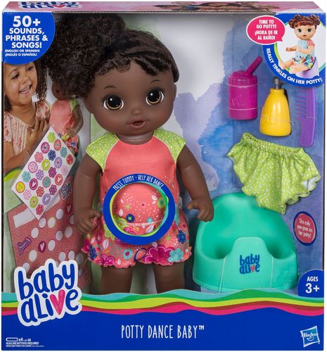 Hasbro Baby Alive Potty Dance Baby Black Curly Hair Doll Multi E0304 ...