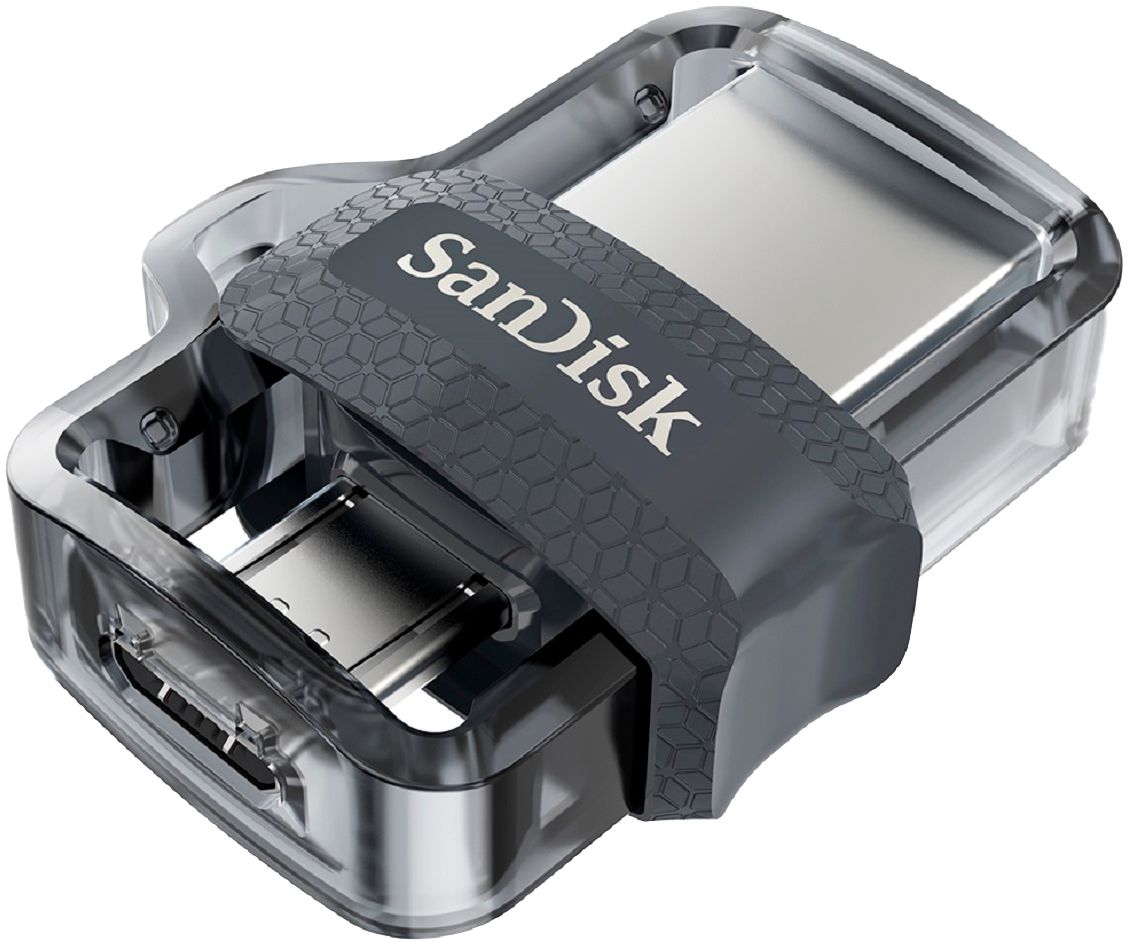 SanDisk - Ultra 128GB USB 3.0, Micro USB Flash Drive - Grey/Transparent