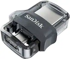 Front. SanDisk - Ultra 64GB USB 3.0, Micro USB Flash Drive - Gray / Transparent.