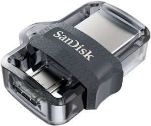 SanDisk - Ultra 64GB USB 3.0, Micro USB Flash Drive - Gray / Transparent - Front_Zoom