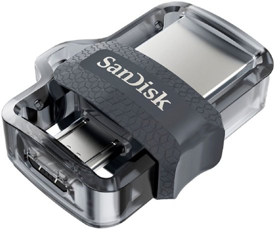 Front Zoom. SanDisk - Ultra 64GB USB 3.0, Micro USB Flash Drive - Gray / Transparent.
