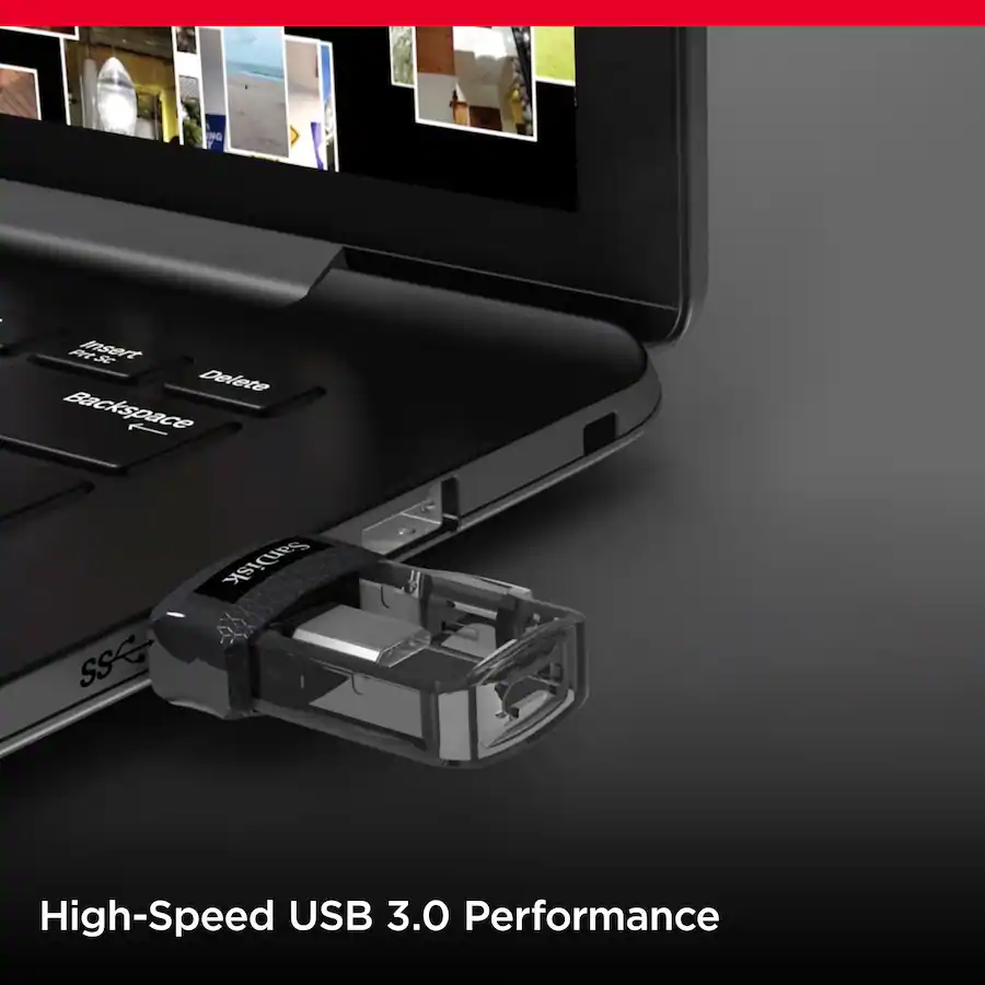 SANDISK Ultra 256GB USB 3.0, Micro USB Flash Drive Gray / Transparent ...