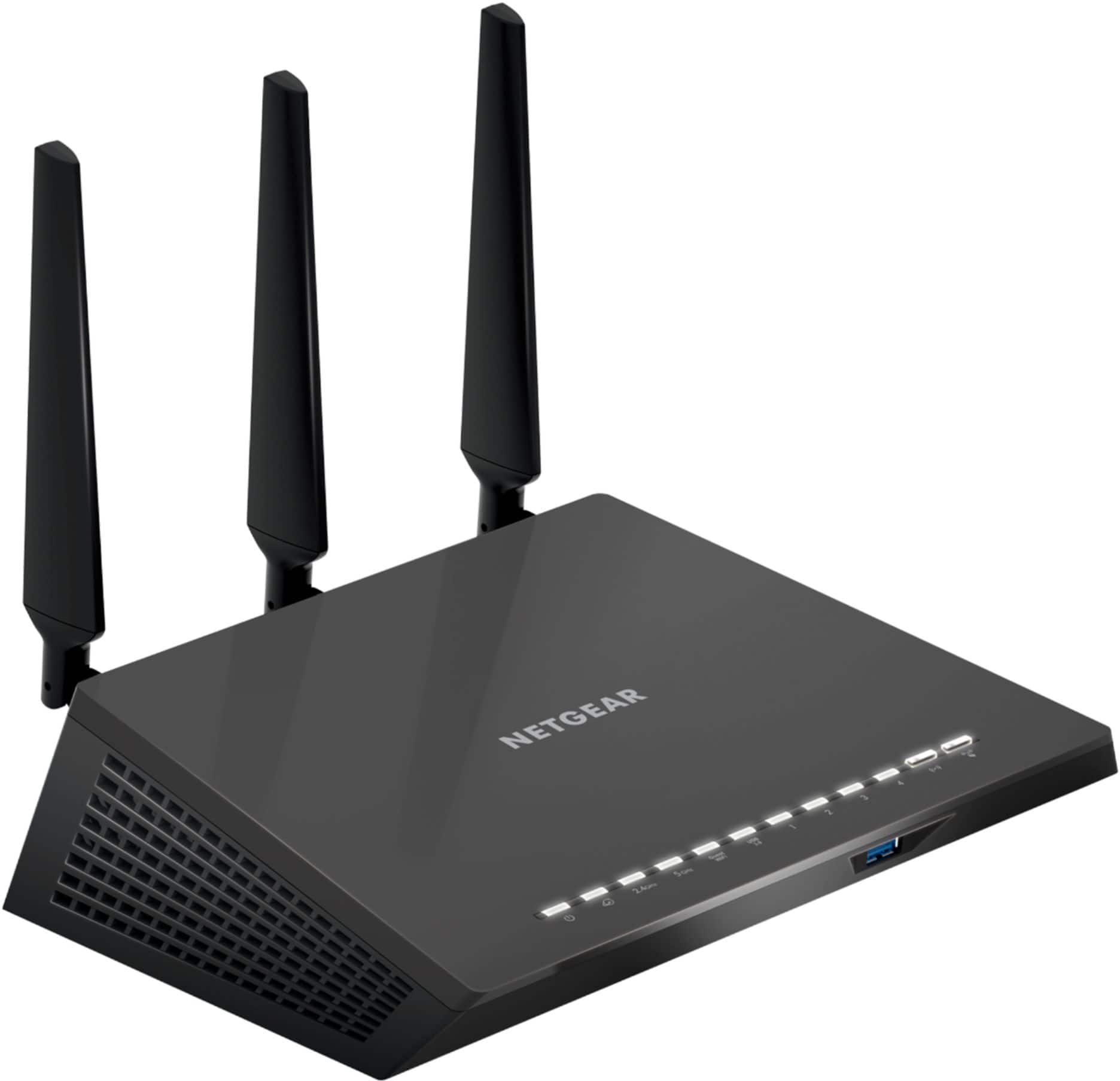 Front. NETGEAR - Nighthawk AC2400 Dual-Band Wi-Fi 5 Router - Black.