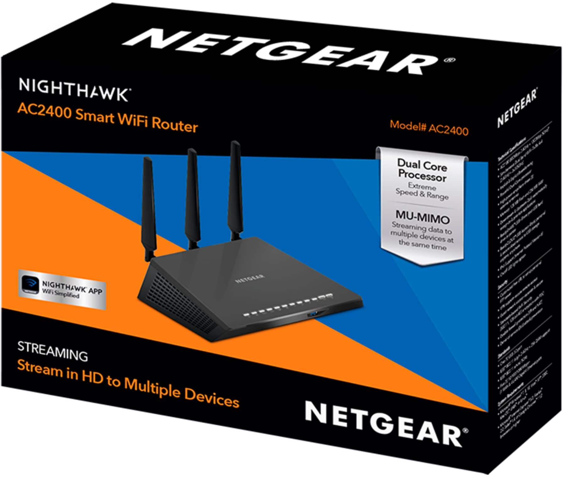 Alt View 13. NETGEAR - Nighthawk AC2400 Dual-Band Wi-Fi 5 Router - Black.