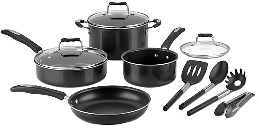 Zoom in on Angle Zoom. Cuisinart - 11-Piece Cookware Set - Black/Silver.