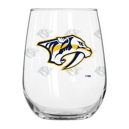 Logo Brands - Nashville Predators 16oz. Satin-Etched Logo Curved Beverage Glass - Multicolor