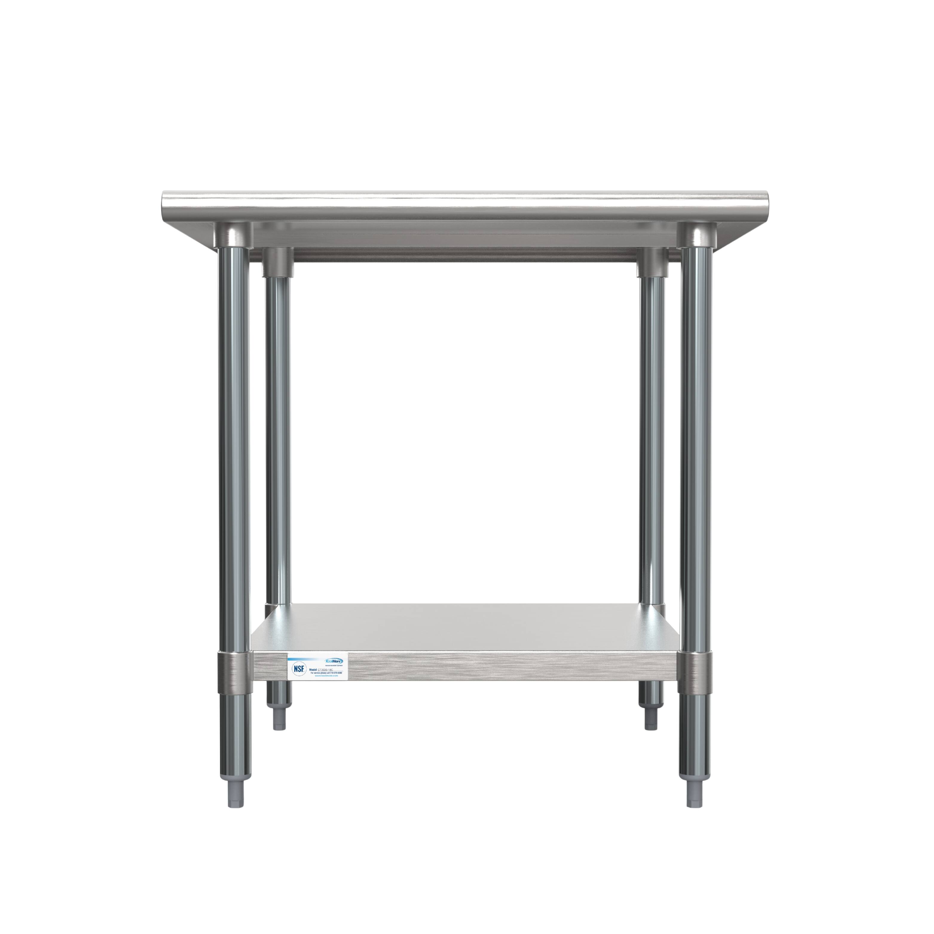 Alt View 1. Koolmore - 30" x 30" 18-Gauge 304 Stainless Steel Commercial Work Table with Casters, CT3030-18C. - Silver.