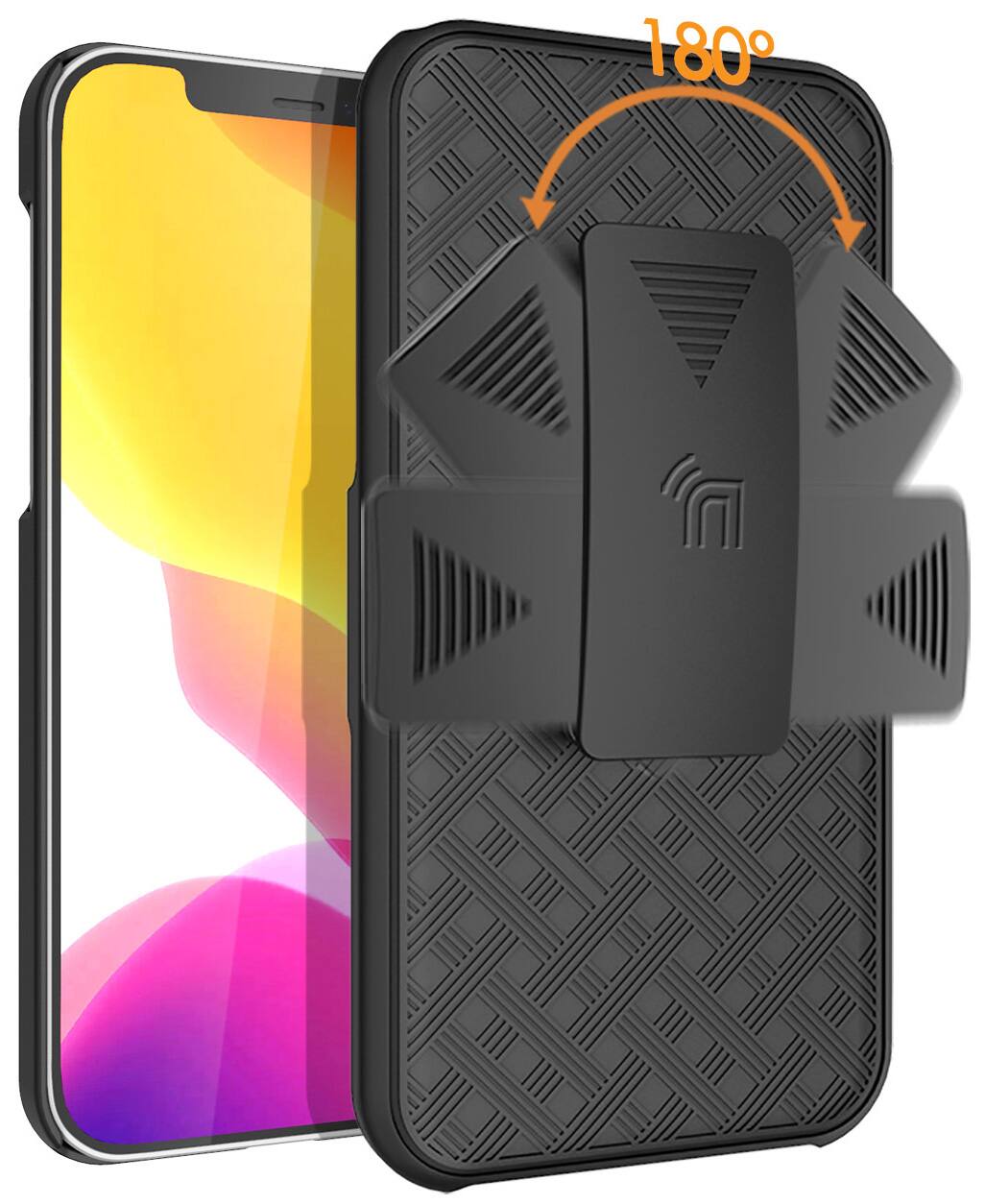 Alt View 2. Nakedcellphone - Slim Case with Stand and Belt Clip Holster for Apple iPhone 12 Pro Max - Black.