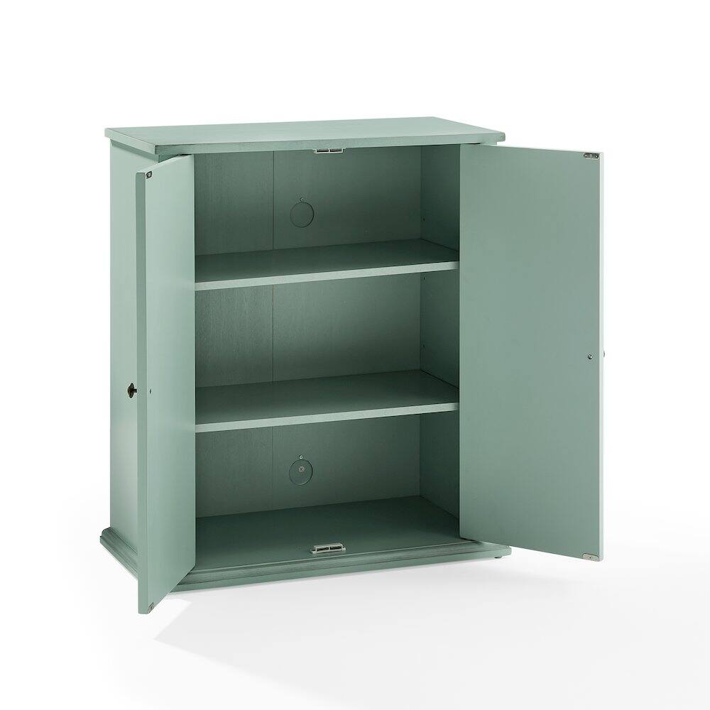 Back. Crosley Furniture - Holbrook Stackable Kitchen Storage Pantry - Distressed Seafoam Blue.