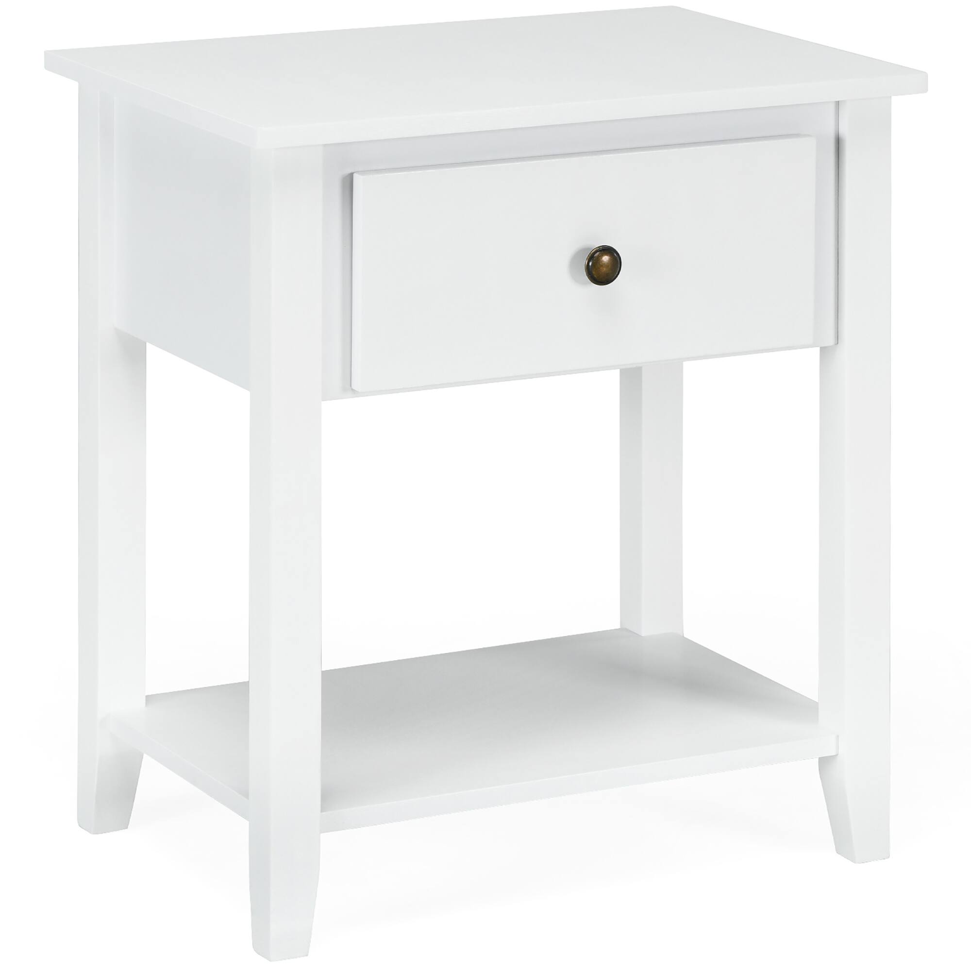 Costway - Nightstand Side Table Chest Sofa Table End Table Accent Table - White