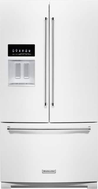 Kitchenaid 26 8 Cu Ft French Door Refrigerator White Krff507hwh Best Buy