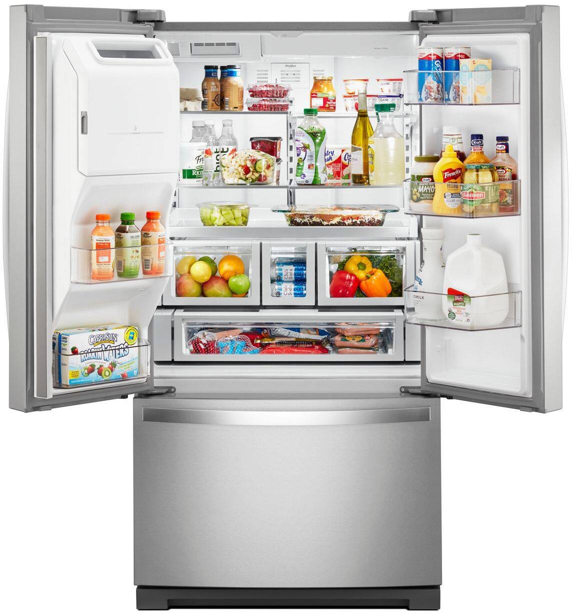 Left. Whirlpool - 26.8 Cu. Ft. French Door Refrigerator - Fingerprint Resistant Stainless Steel.