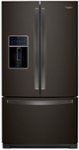 Front. Whirlpool - 27 Cu. Ft. French Door Refrigerator with Platter Pocket - Black Stainless Steel.