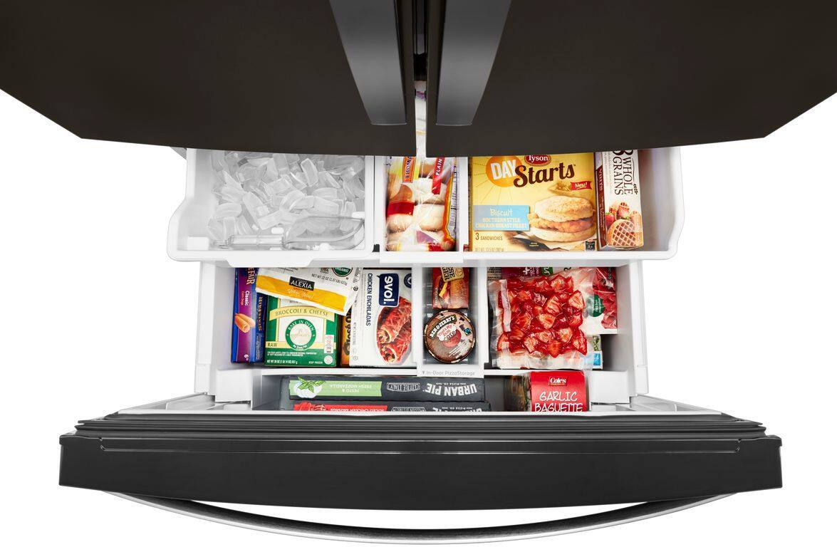 Alt View 3. Whirlpool - 27 Cu. Ft. French Door Refrigerator with Platter Pocket - Black Stainless Steel.