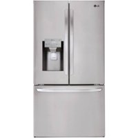 LG - 22.1 Cu. Ft. French Door Counter-Depth Smart Refrigerator with External Tall Ice and Water - Stainless steel - Front_Zoom