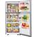 The image shows a refrigerator with its door open, revealing a variety of food items and drinks. There are several bottles of juice, milk, and water, as well as a bowl of fruit. The refrigerator is filled with a wide assortment of food, including apples, oranges, and other fruits. The refrigerator is well-stocked, providing a diverse selection of items for consumption.
