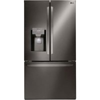LG - 22.1 Cu. Ft. French Door Counter-Depth Smart Refrigerator with External Tall Ice and Water - Black stainless steel - Front_Zoom