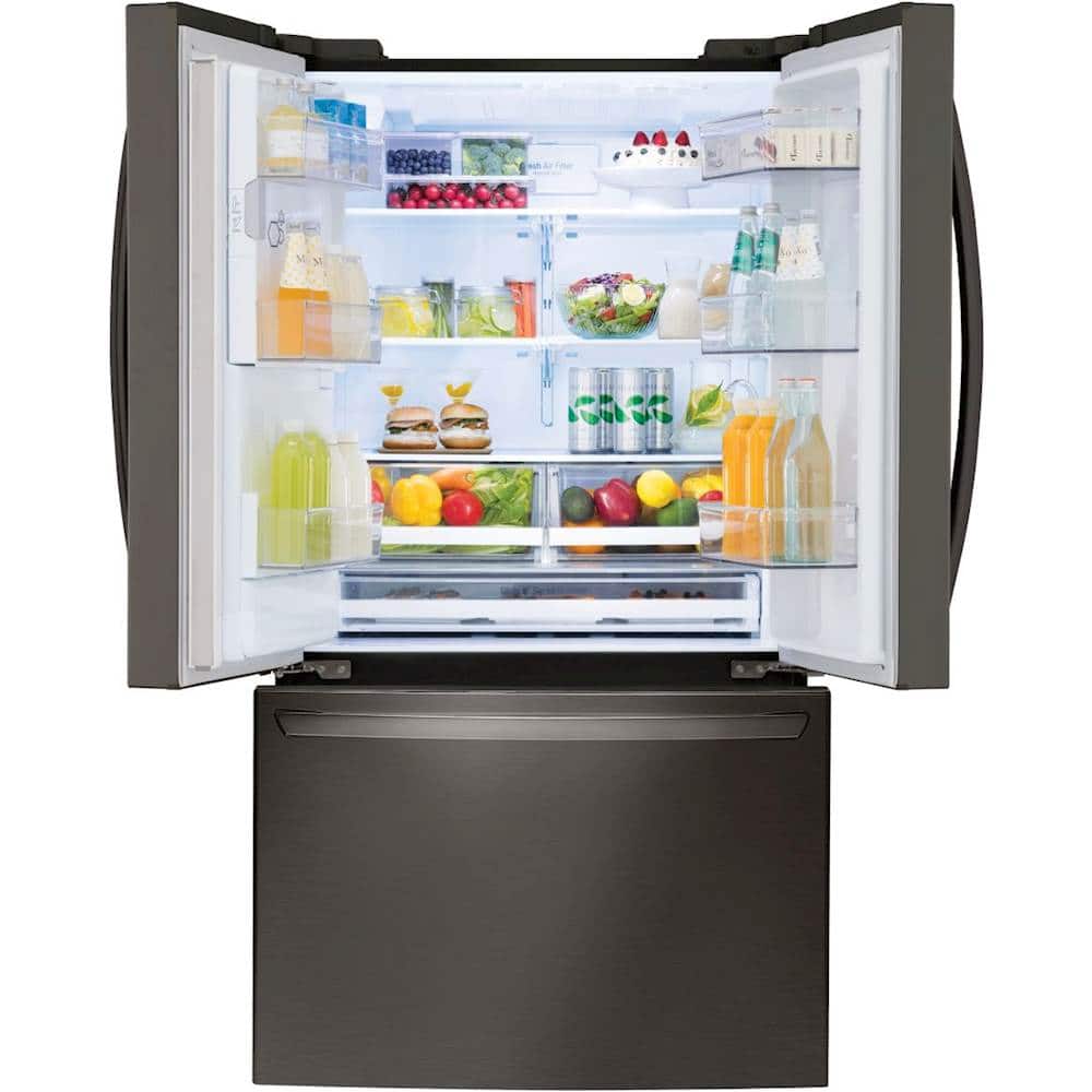 Alt View 13. LG - 22.1 Cu. Ft. French Door Counter-Depth Smart Refrigerator with External Tall Ice and Water - Black Stainless Steel.