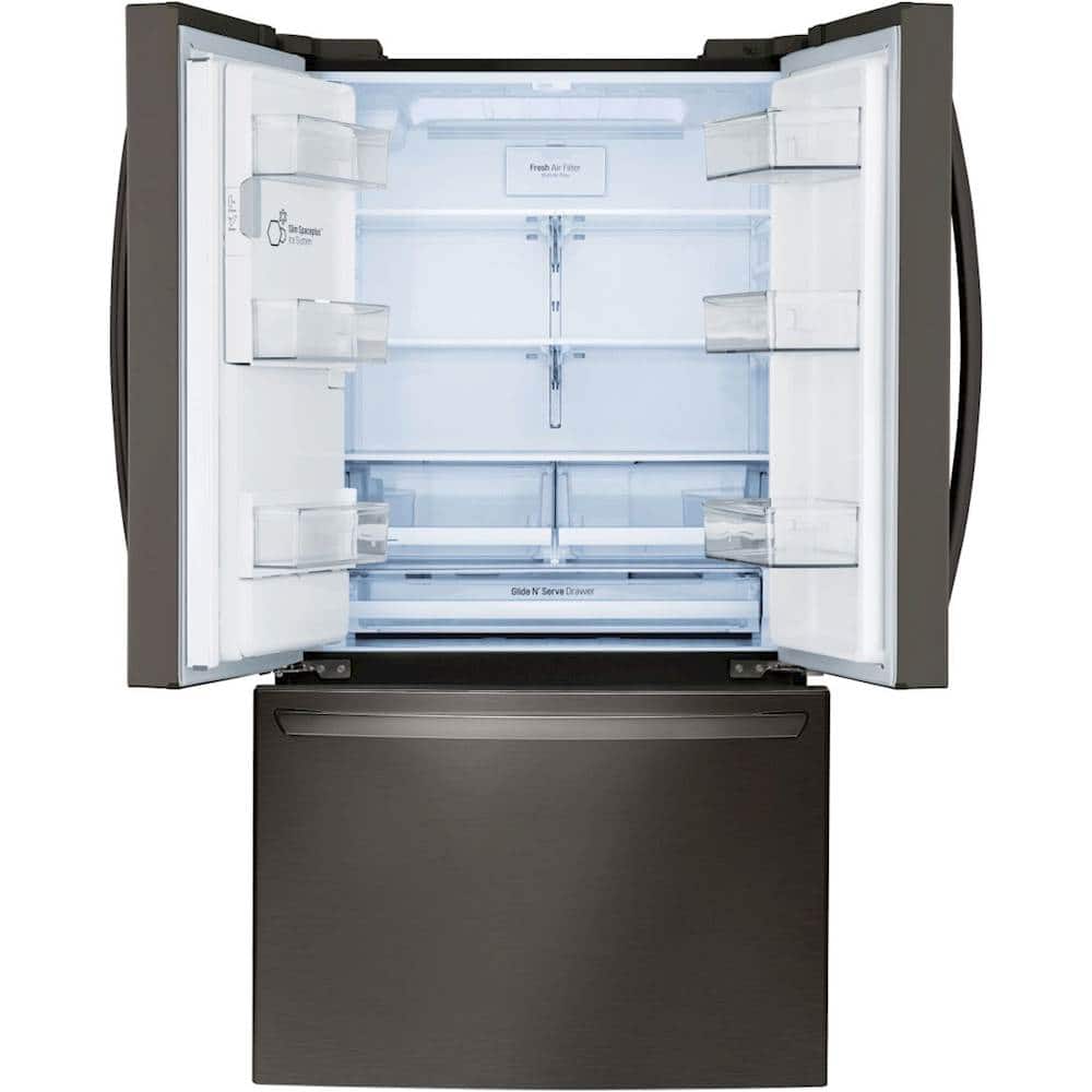 Alt View 14. LG - 22.1 Cu. Ft. French Door Counter-Depth Smart Refrigerator with External Tall Ice and Water - Black Stainless Steel.