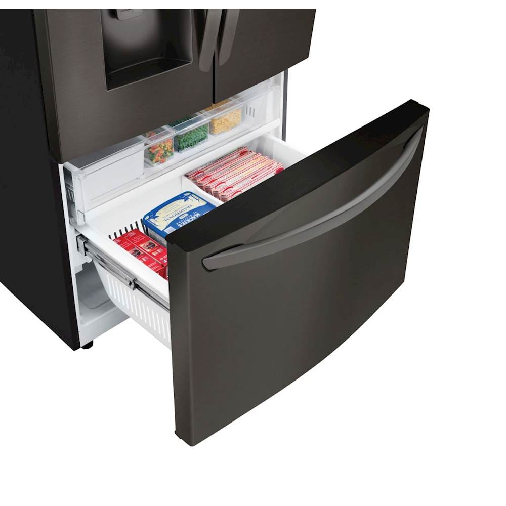 Alt View 17. LG - 22.1 Cu. Ft. French Door Counter-Depth Smart Refrigerator with External Tall Ice and Water - Black Stainless Steel.