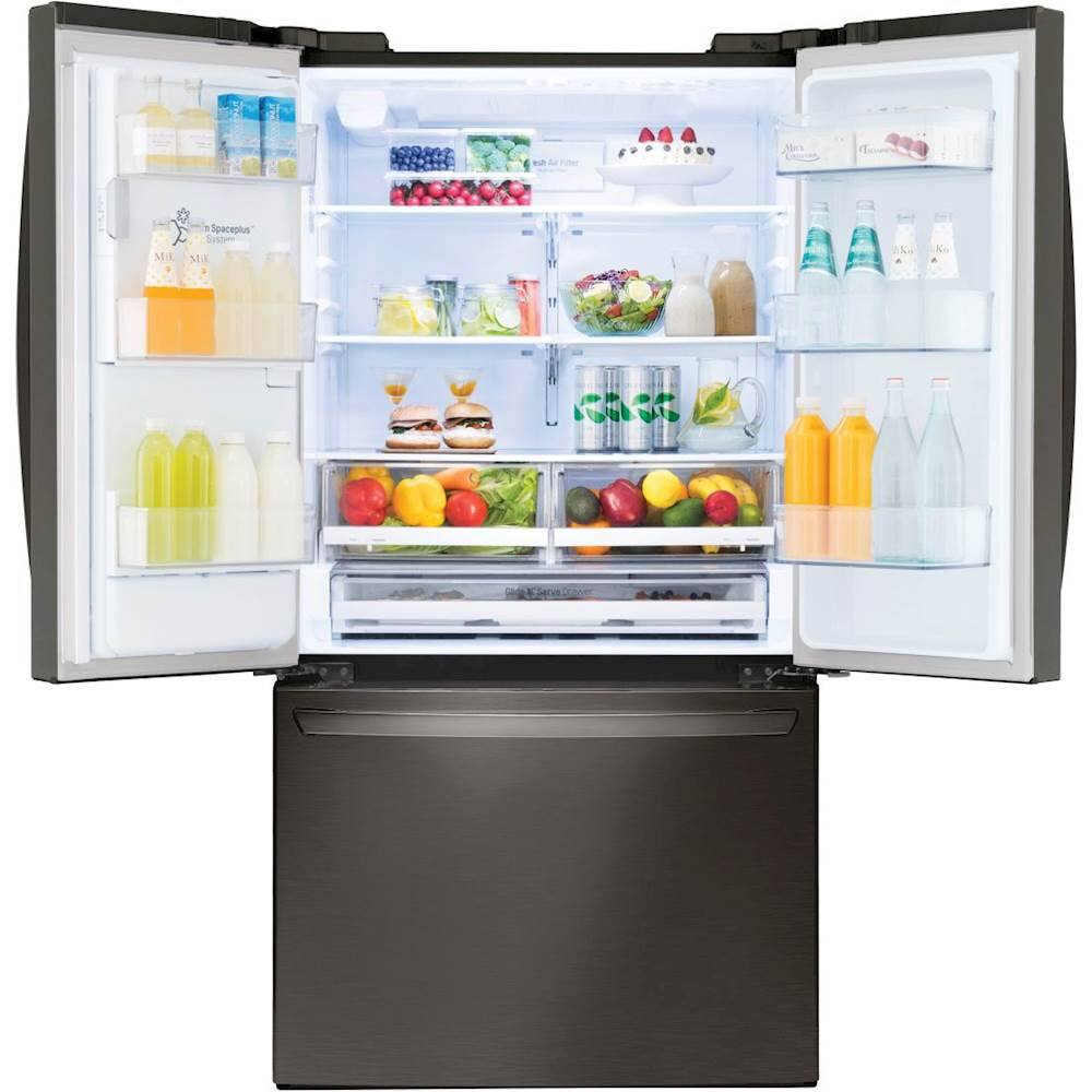 Alt View 1. LG - 22.1 Cu. Ft. French Door Counter-Depth Smart Refrigerator with External Tall Ice and Water - Black Stainless Steel.